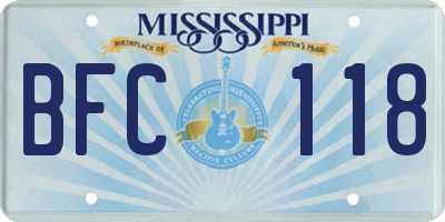 MS license plate BFC118