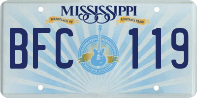 MS license plate BFC119