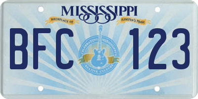 MS license plate BFC123