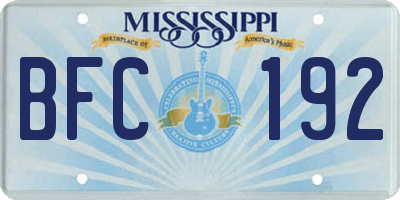 MS license plate BFC192