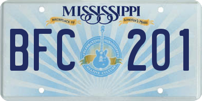 MS license plate BFC201