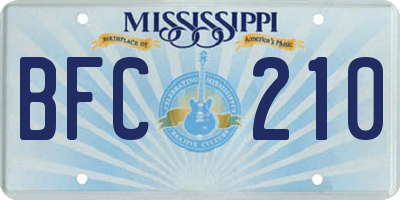 MS license plate BFC210