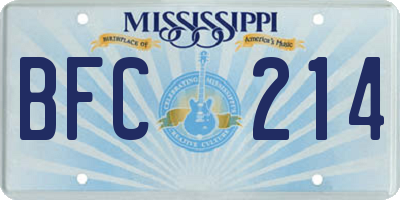 MS license plate BFC214