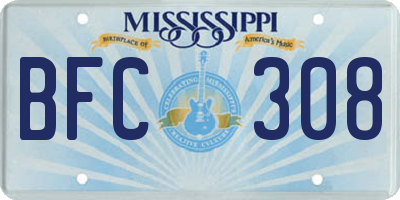 MS license plate BFC308