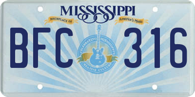 MS license plate BFC316