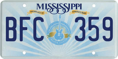 MS license plate BFC359