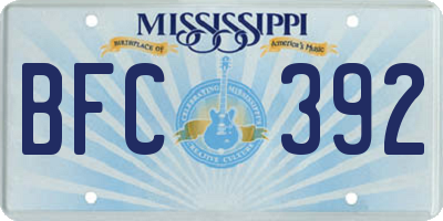 MS license plate BFC392