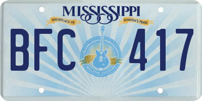 MS license plate BFC417
