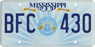 MS license plate BFC430