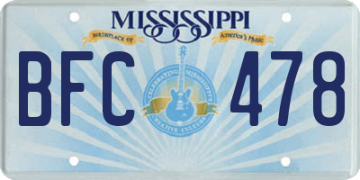 MS license plate BFC478