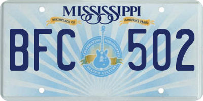 MS license plate BFC502