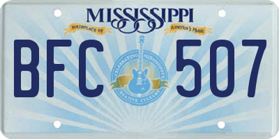 MS license plate BFC507