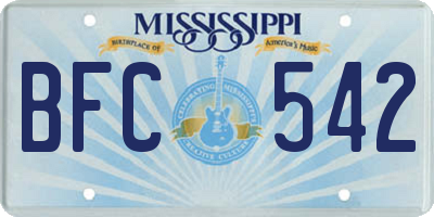 MS license plate BFC542
