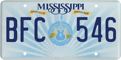 MS license plate BFC546