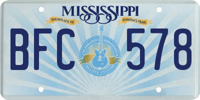 MS license plate BFC578