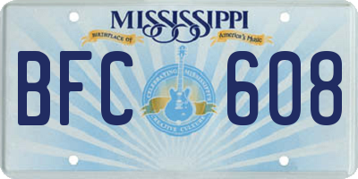 MS license plate BFC608