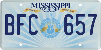 MS license plate BFC657