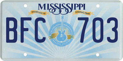 MS license plate BFC703