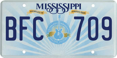 MS license plate BFC709