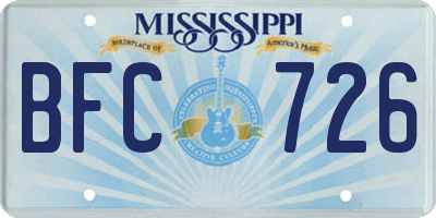 MS license plate BFC726