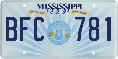 MS license plate BFC781