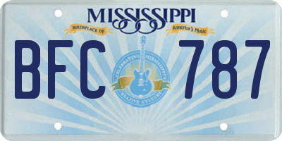 MS license plate BFC787