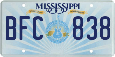 MS license plate BFC838