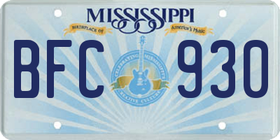 MS license plate BFC930