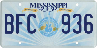 MS license plate BFC936