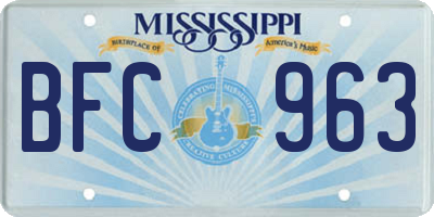 MS license plate BFC963
