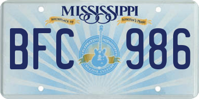 MS license plate BFC986