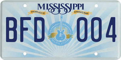 MS license plate BFD004