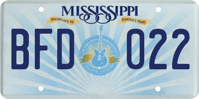 MS license plate BFD022