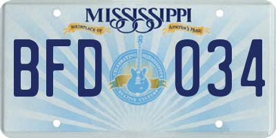 MS license plate BFD034