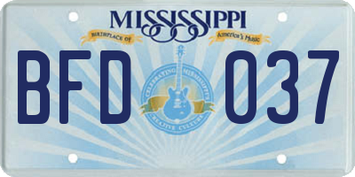 MS license plate BFD037