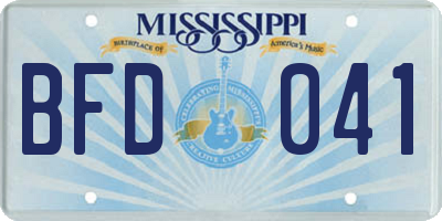 MS license plate BFD041