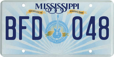 MS license plate BFD048