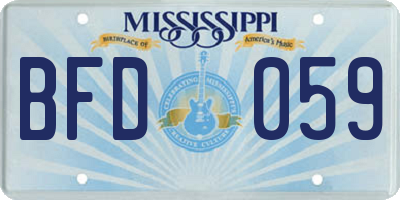 MS license plate BFD059