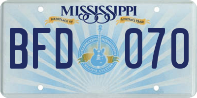 MS license plate BFD070