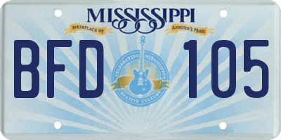 MS license plate BFD105