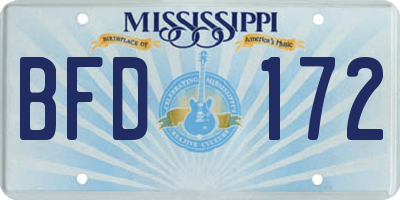 MS license plate BFD172