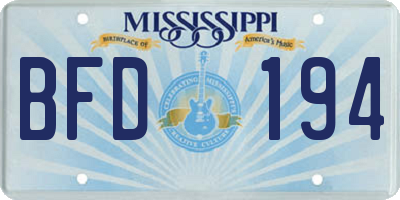 MS license plate BFD194