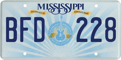 MS license plate BFD228