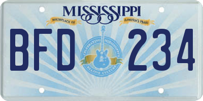 MS license plate BFD234