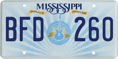 MS license plate BFD260