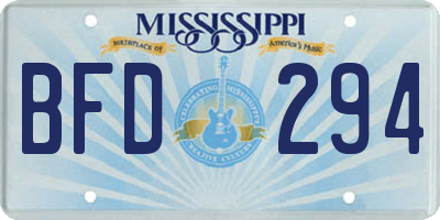 MS license plate BFD294