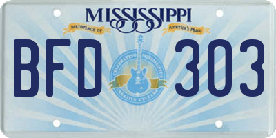 MS license plate BFD303
