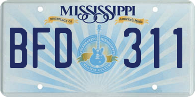 MS license plate BFD311