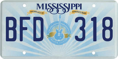 MS license plate BFD318