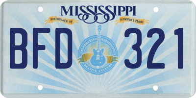 MS license plate BFD321